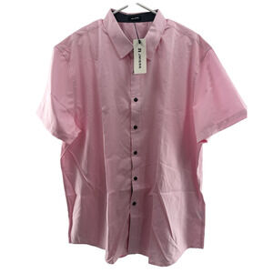 Men's Casual Button Down Shirts Wrinkle-Free Short Sleeve Business Dress Sz 2XL